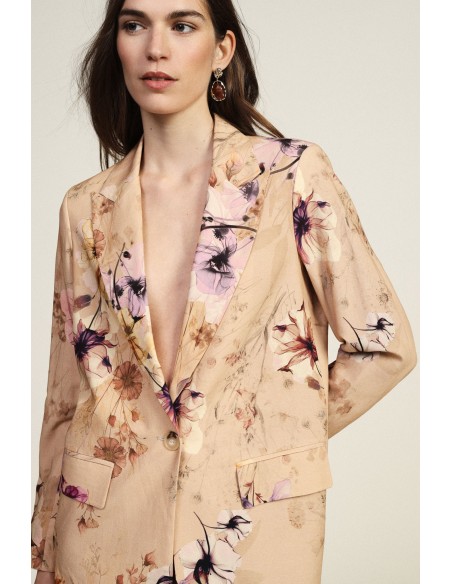 Blazer Floral com Bolsos Frontais Dixie