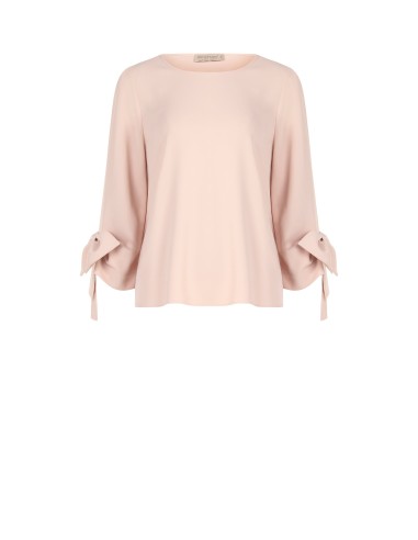 Blusa ampla em tecido fluido com maxi laços nas mangas Rinascimento