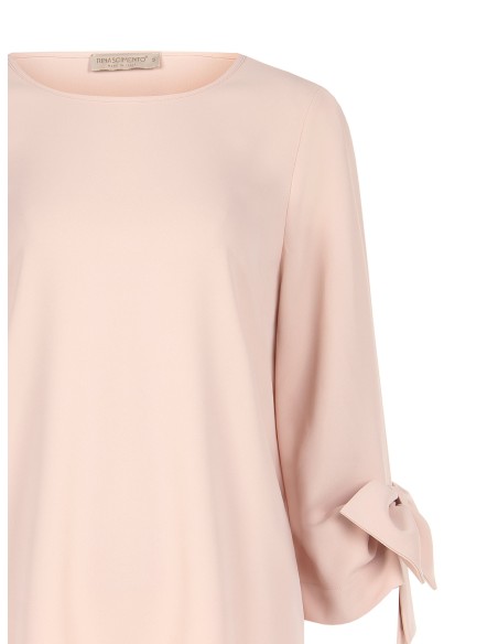 Blusa Ampla Em Tecido Fluido Com Maxi Laços Nas Mangas Rinascimento