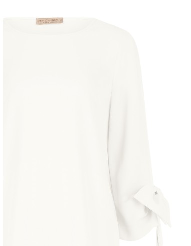 Blusa ampla em tecido fluido com maxi laços nas mangas Rinascimento