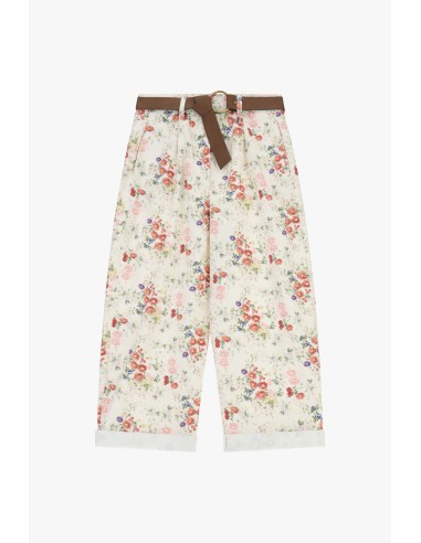 Calças Palazzo com Estampa Floral e Cinto na Cintura Dixie