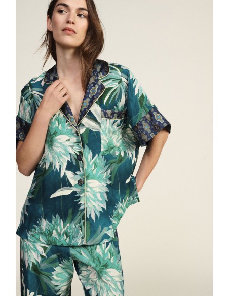 Camisa com motivo floral e bolso Dixie