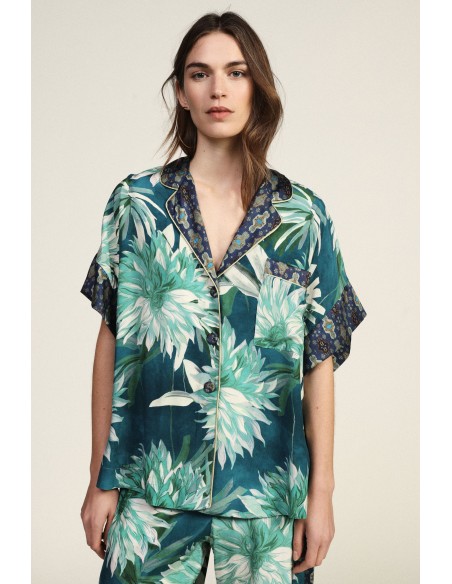Camisa com motivo floral e bolso Dixie
