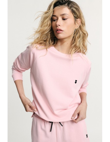 Sweatshirt de gola redonda com detalhe de coração bordado Please