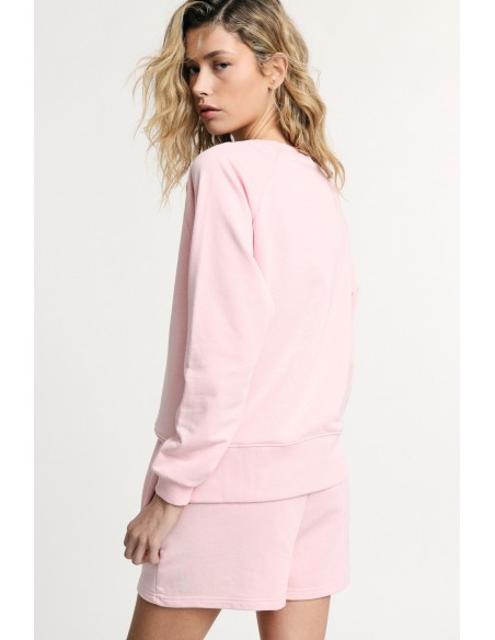 Sweatshirt de gola redonda com detalhe de coração bordado Please