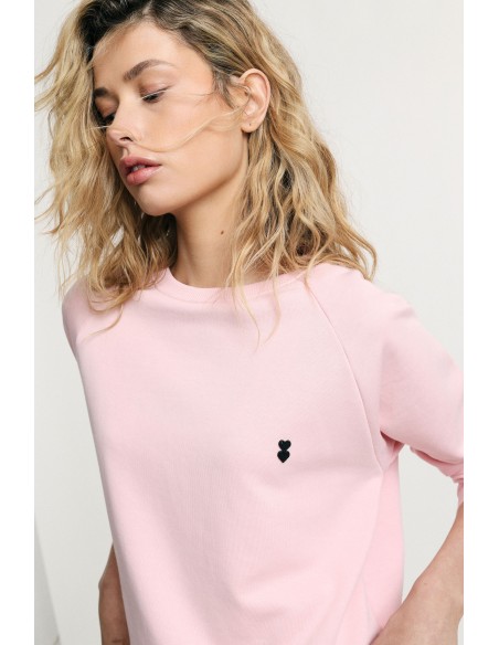 Sweatshirt de gola redonda com detalhe de coração bordado Please
