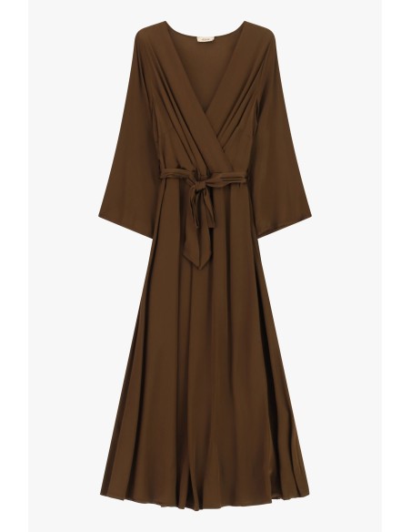 Vestido Midi Cruzado com Cinto na Cintura Dixie