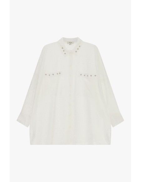 Camisa com folhos nas mangas e laço Dixie