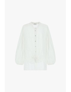 Camisa com decote redondo, mangas largas e fecho frontal Dixie