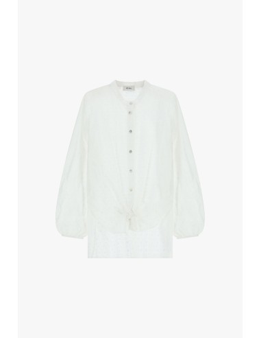 Camisa com decote redondo, mangas largas e fecho frontal Dixie