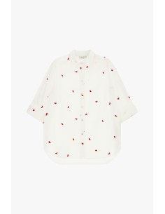 Camisa ampla com mangas curtas e bordados em corações Dixie
