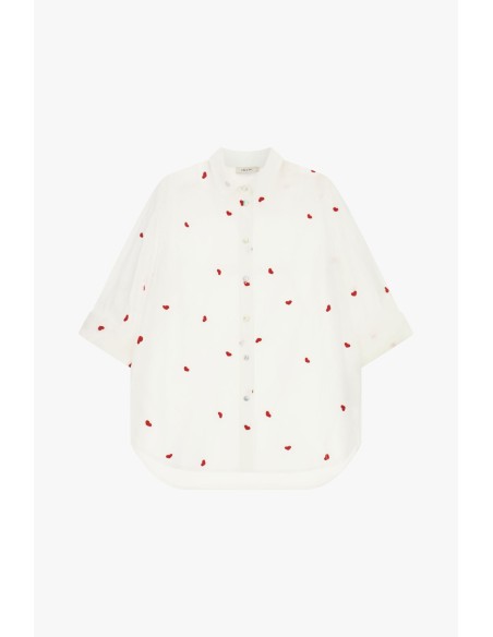 Camisa ampla com mangas curtas e bordados em corações Dixie