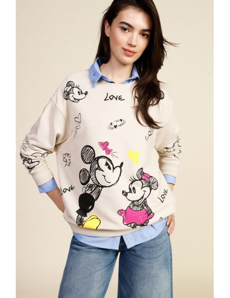 Sweatshirt de gola redonda com estampa cartoon e detalhes coloridos Dixie