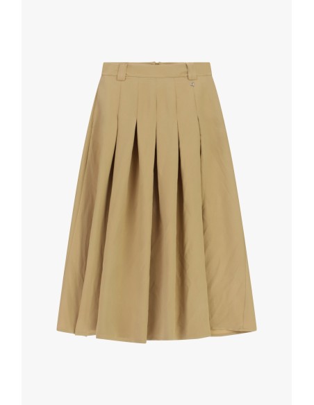 Saia Midi Plissada com Passantes na Cintura Dixie