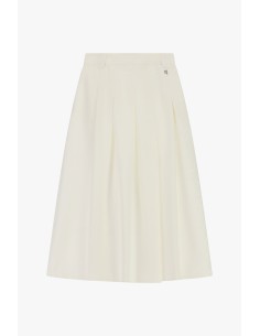 Saia plissada midi com passantes na cintura Dixie