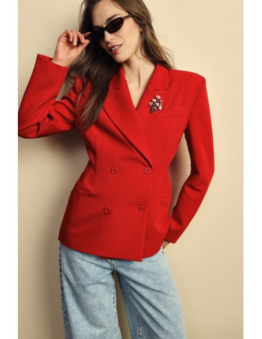 Blazer de Duplo Peito Corte Regular Bolsos Frontais Dixie