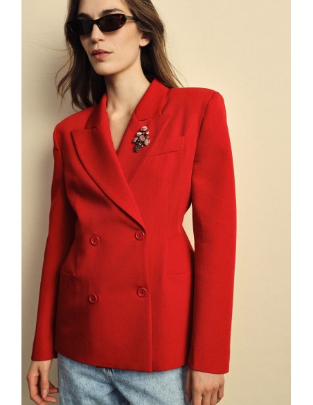 Blazer de duplo peito, ajuste regular, bolsos frontais Dixie