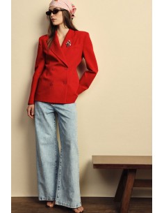 Blazer de abotoamento duplo, corte regular, bolsos frontais Dixie