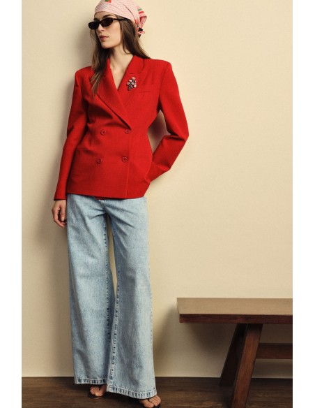 Blazer de abotoamento duplo, corte regular, bolsos frontais Dixie