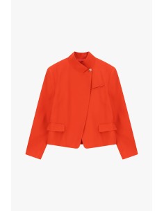 Blazer Curto com Gola à Coreana e Bolsos Frontais Dixie