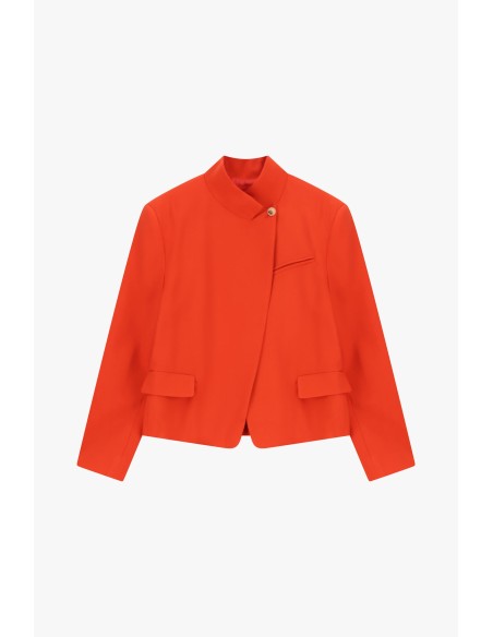 Blazer Curto com Gola à Coreana e Bolsos Frontais Dixie
