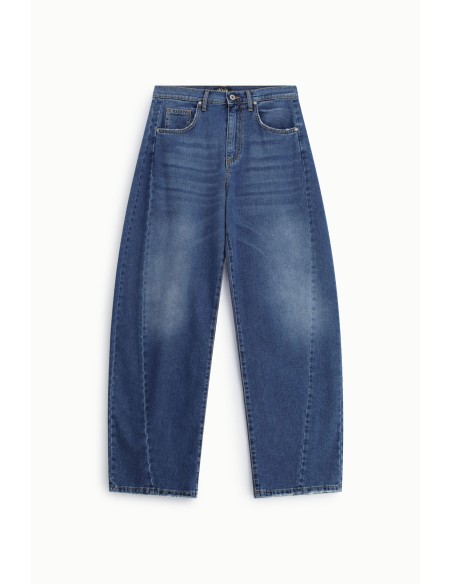 Jeans Balloon Fit com perna ampla e pences Dixie