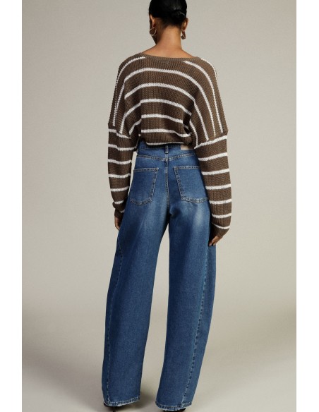 Jeans Balloon Fit com Perna Larga e Pences Dixie