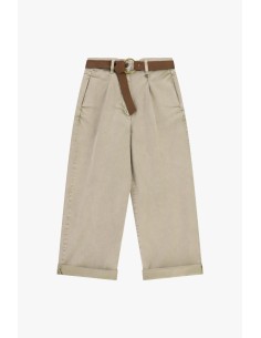 Calças Chino-Fit com cinto e barra virada Dixie