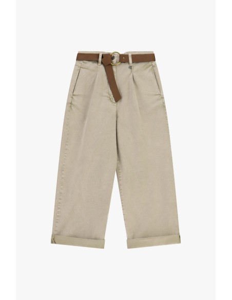 Calças Chino-Fit com cinto e barra virada Dixie