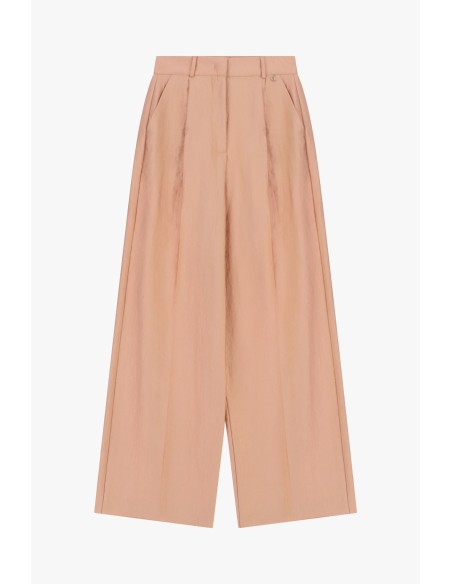 Calças palazzo de cintura alta com pregas frontais Dixie