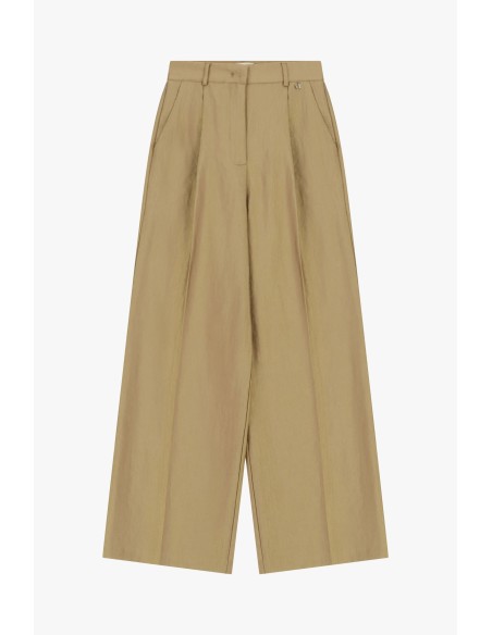 Calças palazzo de cintura alta com pregas frontais Dixie