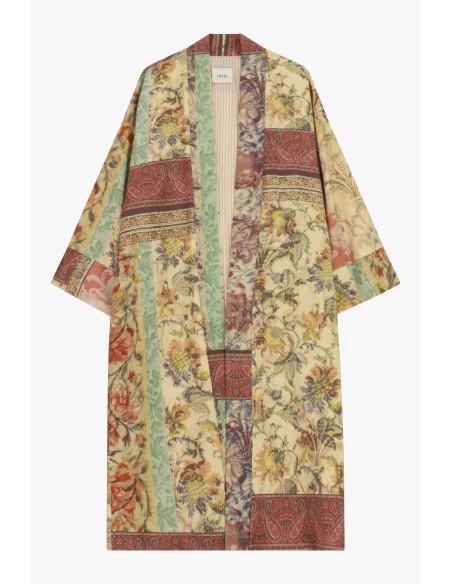 Casaco duster longo com estampa patchwork floral Dixie