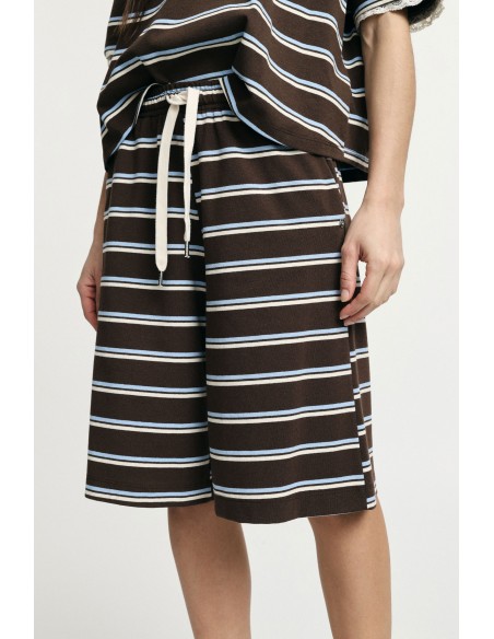 Bermuda às riscas com cintura elástica e cordão Please