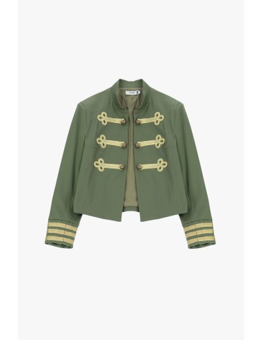 Casaco-Camisa Curto com Fechos Decorativos Tipo Alamar Please