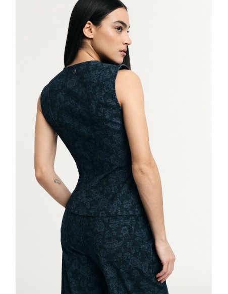 Colete Justo Com Estampa Floral E Botões Please