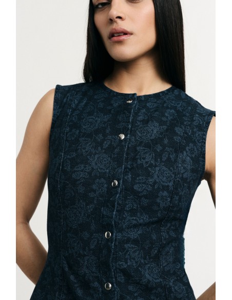 Colete Justo com Estampa Floral e Botões Please