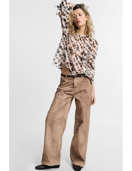 Calças Palazzo Corte Regular Efeito Tingido Please