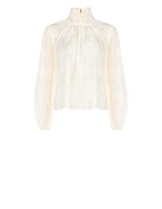 Blusa Ampla Em Renda Com Maxi Mangas E Gola Alta Rinascimento 2