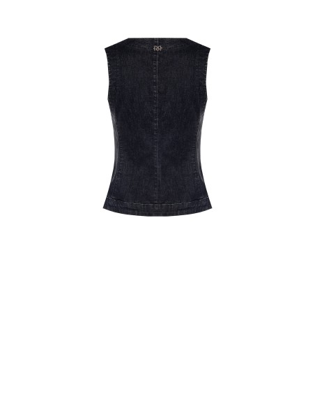 Colete Comprido e Ajustado em Ganga Elástica Rinascimento