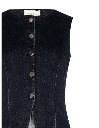 Colete Longo e Ajustado em Denim Elástico Rinascimento