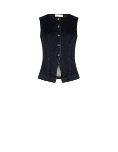 Colete Longo e Acinturado em Ganga Elástica Rinascimento