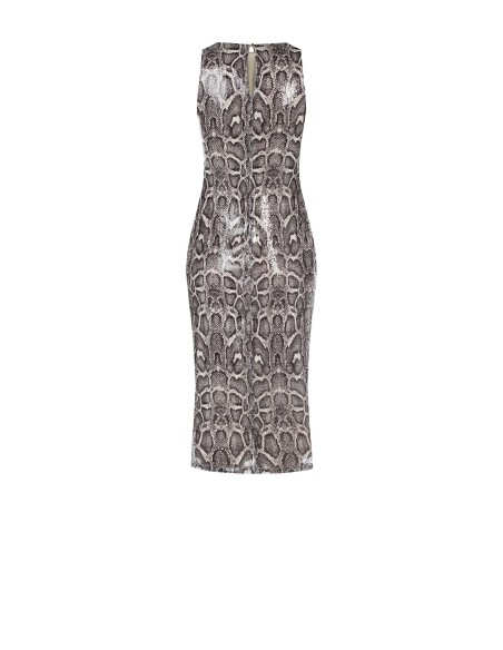 Vestido midi tubinho com padrão pitonado coberto de lantejoulas Rinascimento