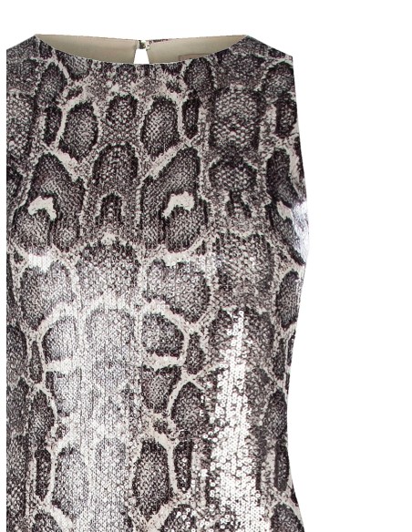 Vestido midi tubinho com padrão de pele de serpente revestido de lantejoulas Rinascimento