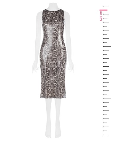 Vestido midi tubinho com padrão de píton revestido de lantejoulas Rinascimento