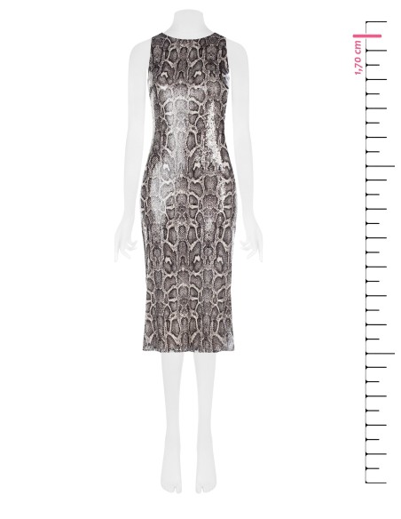 Vestido midi tubinho com padrão de píton revestido de lantejoulas Rinascimento