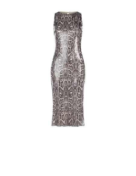 Vestido midi tubinho com padrão pitonado, coberto de lantejoulas Rinascimento