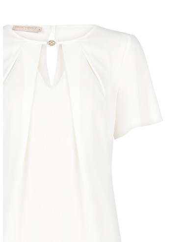 Blusa Fluida Em Raso Fosco Com Plaquinha De Logo E Recorte Em Gota Rinascimento