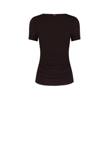 Blusa de corte caixa em stretch com drapeado lateral Rinascimento