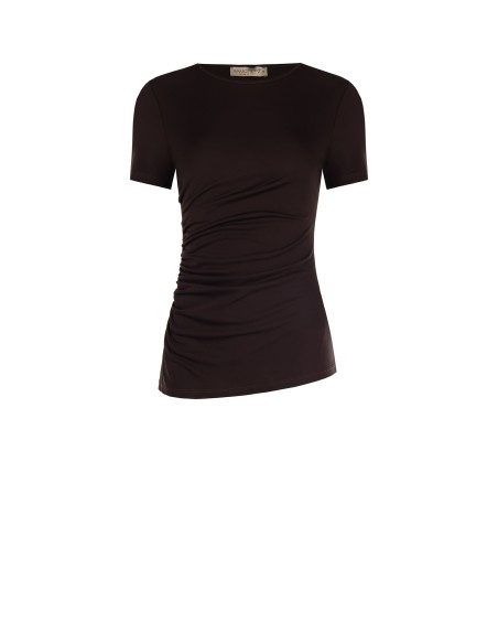 Blusa corte caixa com stretch e drapeado lateral Rinascimento
