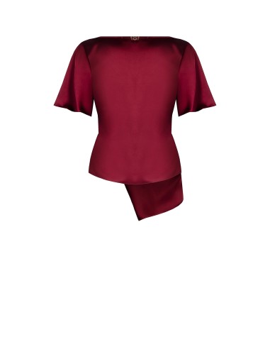 Blusa em raso franzida de um lado Rinascimento